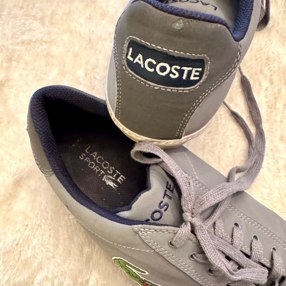 Lacoste Mens canvas Shoes Gray Tennis shoes Sz 12 preppy - Picture 2 of 9